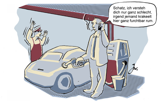 Tabu: Handy beim Tanken 